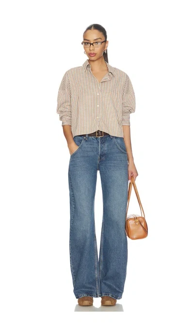 Lna Kayleigh Check Blouse In Multi