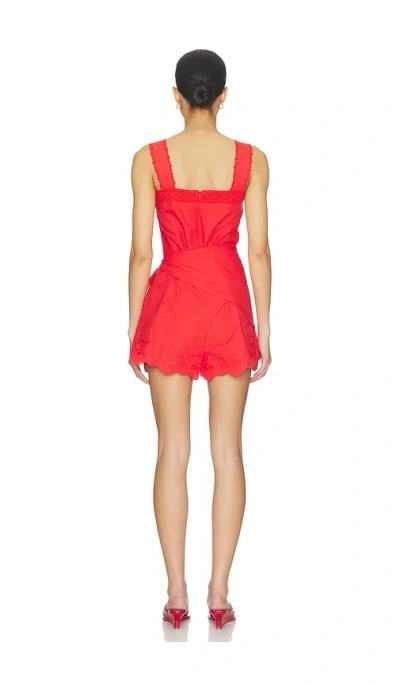 Line & Dot Rou Romper In Red