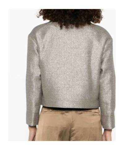 Herno Metallic Boucle Loop Biker Jacket In Brown