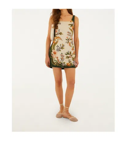 Farm Rio Sand Nature Square Neck Mini Dress In Multi