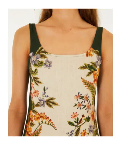 Farm Rio Sand Nature Square Neck Mini Dress In Multi
