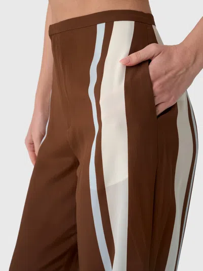 Sir Marais Striped Silk Straight-leg Pants In Brown