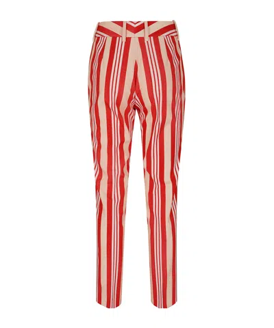 Ermanno Scervino Regular Pants Belt Loops Striped Pattern Pockets In Red