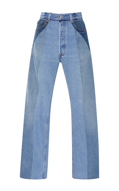 Re/done Ultra High Rise Straight Leg Patchwork Jeans