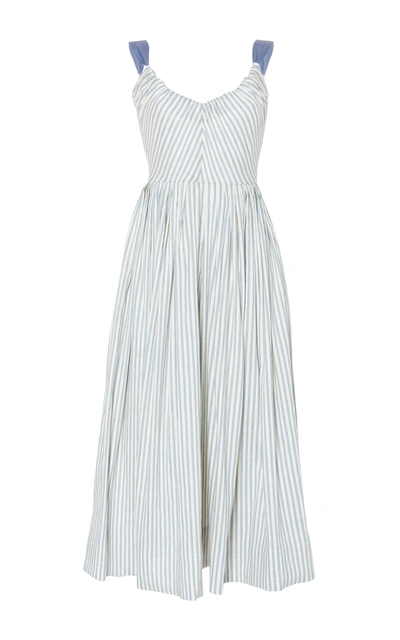 Luisa Beccaria Linen Stretch Stripes Ribbon Dress