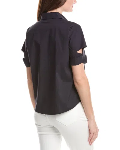 Renuar Woven Button Front Blouse In Multi
