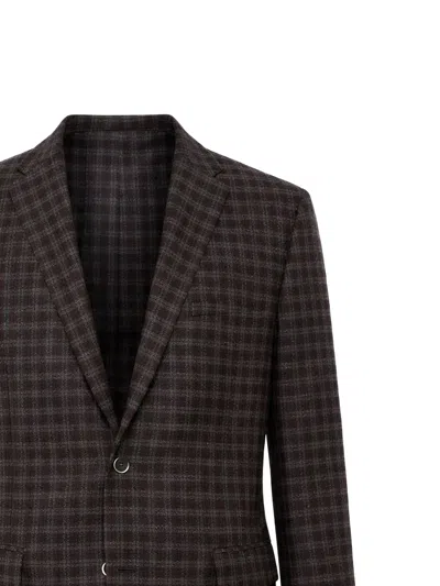 Corneliani Cc Collection Check-pattern Blazer In Brown