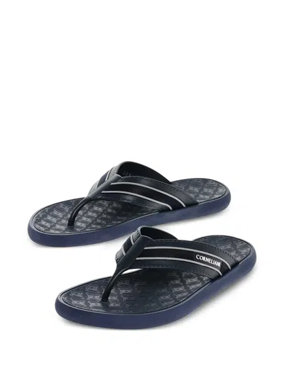 Corneliani Logo-print Flip-flops In Blue