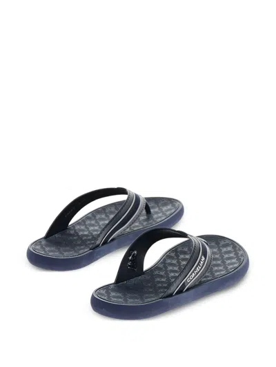 Corneliani Logo-print Flip-flops In Blue