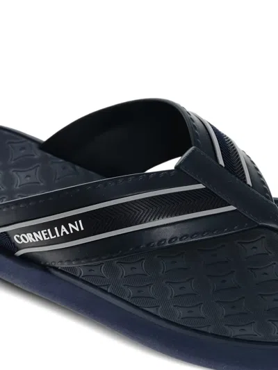 Corneliani Logo-print Flip-flops In Blue