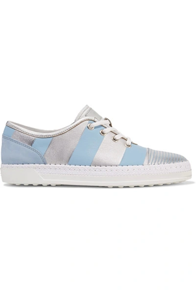 Tod's Nubuck-trimmed Metallic Leather Sneakers