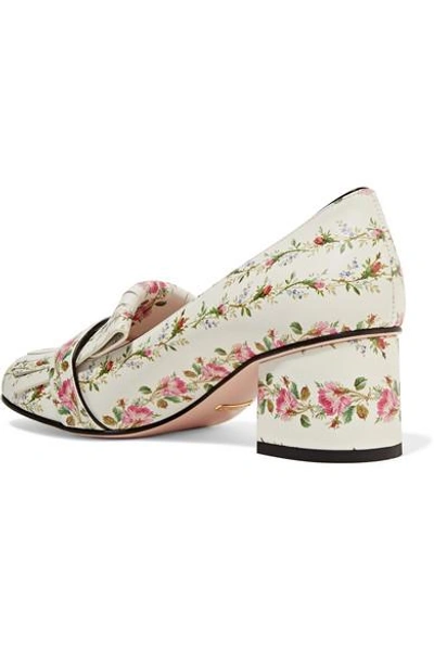 Shop Gucci Marmont Fringed Floral-print Loafers