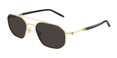 Montblanc Geometric-frame Double-bridge Sunglasses In Gold