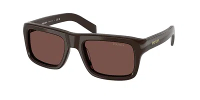 Prada Cigar Acetate Rectangular Sunglasses In Brown