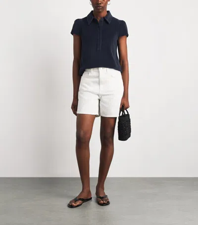 Me+em Towelling Polo Shirt Navy In Blue