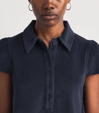 Me+em Towelling Polo Shirt Navy In Blue