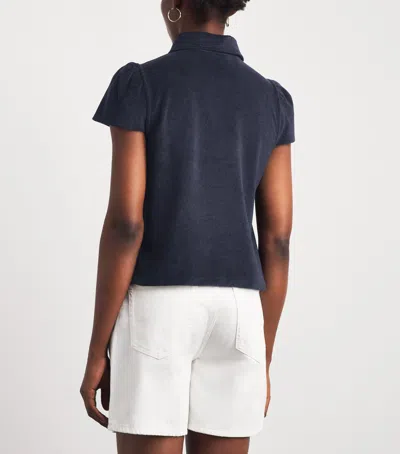 Me+em Towelling Polo Shirt Navy In Blue