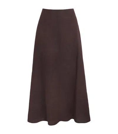 Me+em Crease-less Linen Panelled Maxi Skirt Cocoa Brown