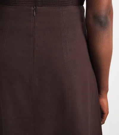Me+em Crease-less Linen Panelled Maxi Skirt Cocoa Brown