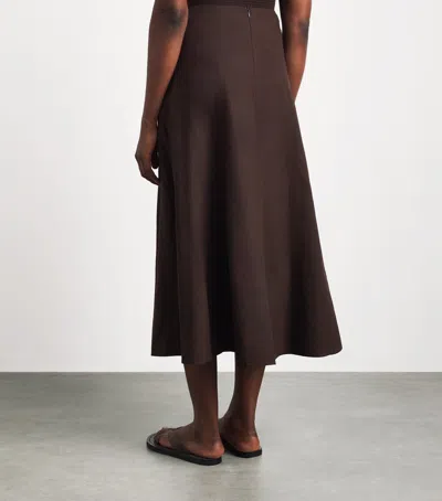 Me+em Crease-less Linen Panelled Maxi Skirt Cocoa Brown