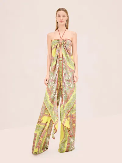 Alexis Paisley-print Halterneck Top In Multi