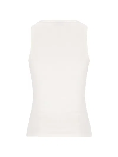 Burberry Ribbed-knit Tie-fastening Top In Neutral