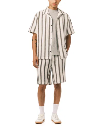 Buffalo David Bitton Men's Vertical Stripe Pattern Shorts In White