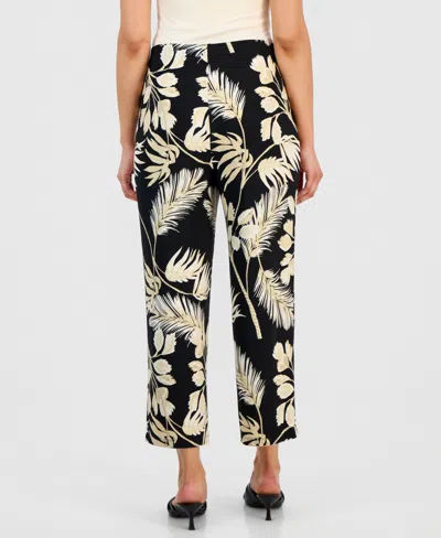 Anne Klein Essentials Petite Printed Pull-on Cropped Pants In Multi
