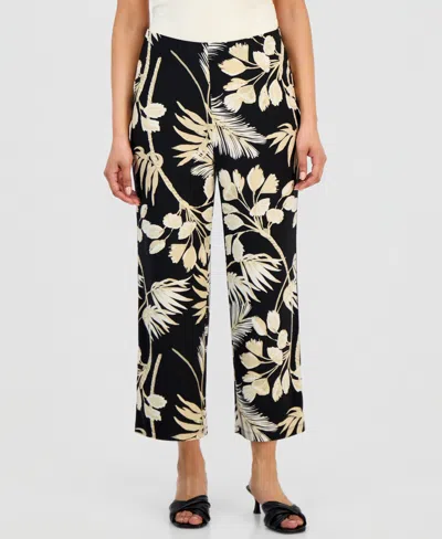 Anne Klein Essentials Petite Printed Pull-on Cropped Pants In Multi