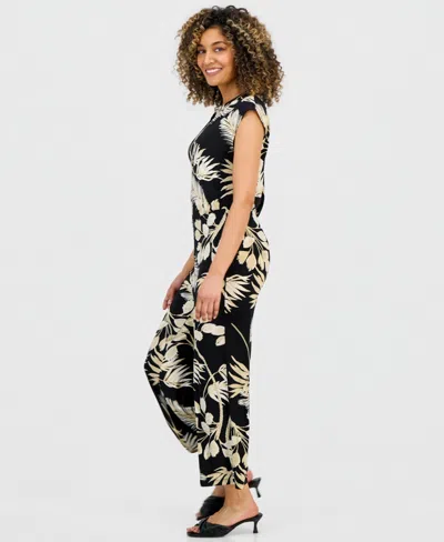 Anne Klein Essentials Petite Printed Pull-on Cropped Pants In Multi