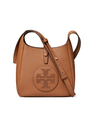 Tory Burch Perforated-logo Leather Cross Body Bag In Brown