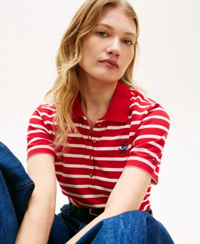 Tommy Hilfiger Women's Script Logo Polo T-shirt In Multi