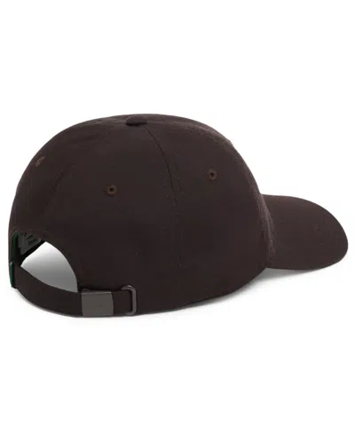 Lacoste Printed Twill 5-panel Adjustable Hat In Brown
