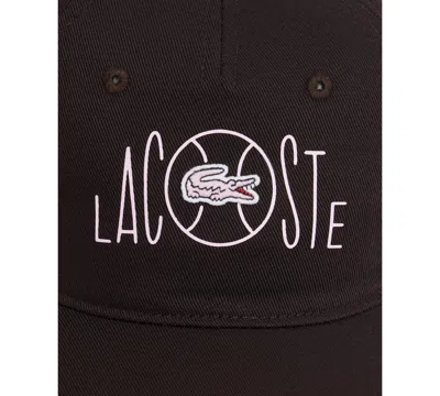 Lacoste Printed Twill 5-panel Adjustable Hat In Brown