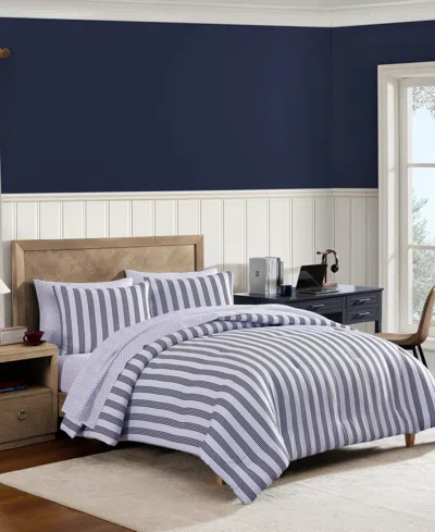 Tommy Hilfiger Campus Stripe Washed Microfiber 5-pc. Comforter Set, Twin/twin Xl In Blue