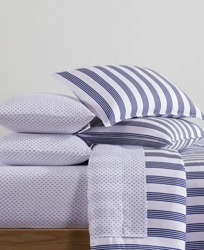 Tommy Hilfiger Campus Stripe Washed Microfiber 5-pc. Comforter Set, Twin/twin Xl In Blue