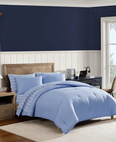 Tommy Hilfiger Core Solid Washed Microfiber 7-pc. Comforter Set, Queen In Blue