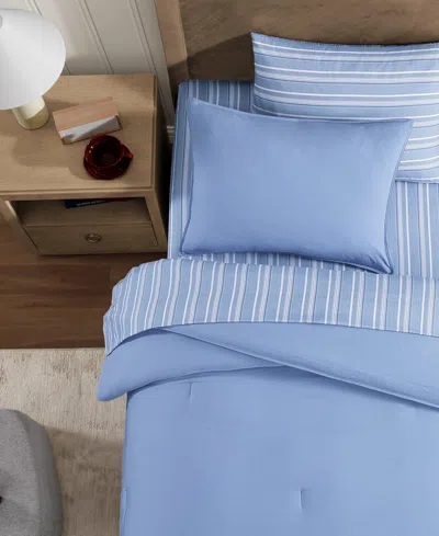 Tommy Hilfiger Core Solid Washed Microfiber 7-pc. Comforter Set, Queen In Blue
