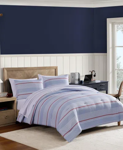 Tommy Hilfiger Lido Stripe Washed Microfiber 7-pc. Comforter Set, King In Blue