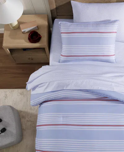 Tommy Hilfiger Lido Stripe Washed Microfiber 7-pc. Comforter Set, King In Blue