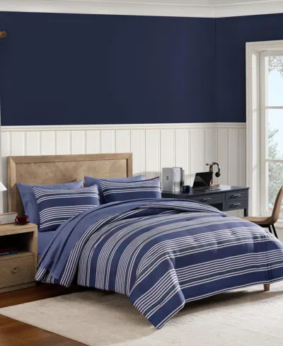 Tommy Hilfiger Lido Stripe Washed Microfiber 7-pc. Comforter Set, King In Blue