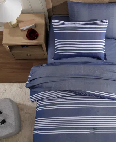 Tommy Hilfiger Lido Stripe Washed Microfiber 7-pc. Comforter Set, King In Blue