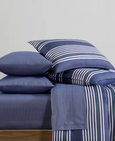 Tommy Hilfiger Lido Stripe Washed Microfiber 7-pc. Comforter Set, King In Blue