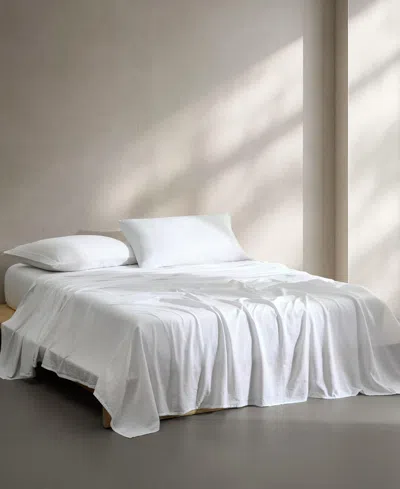Calvin Klein Soho Solid Washed Cotton 4-pc. Sheet Set, King In White