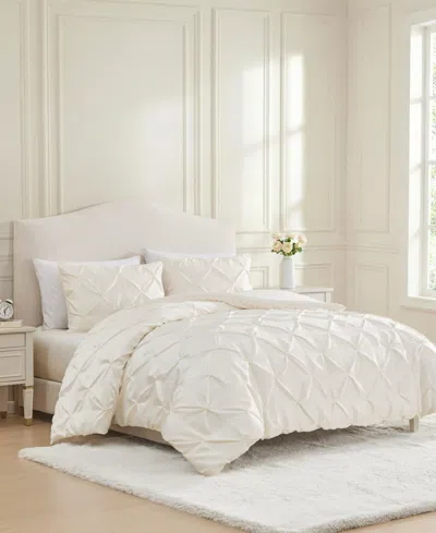 Laura Ashley Pintuck Solid Satin 3-pc. Comforter Set, King In White