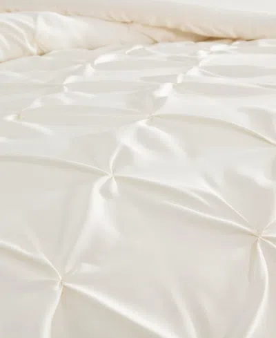 Laura Ashley Pintuck Solid Satin 3-pc. Comforter Set, King In White
