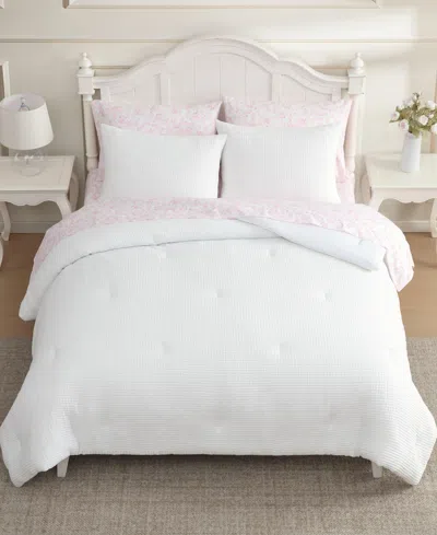Laura Ashley Waffle Solid 7-pc. Comforter Set, Full/queen In White