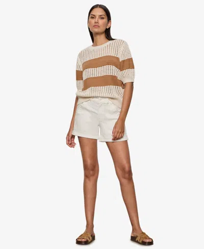 Sanctuary Beachside Openwork Stripe Sweater In Neutral