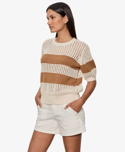 Sanctuary Beachside Openwork Stripe Sweater In Neutral