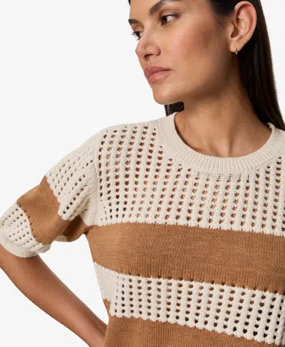 Sanctuary Beachside Openwork Stripe Sweater In Neutral
